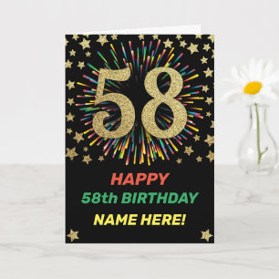 Carte Feu d'artifice 58e anniversaire Rainbow Gold Joyeu