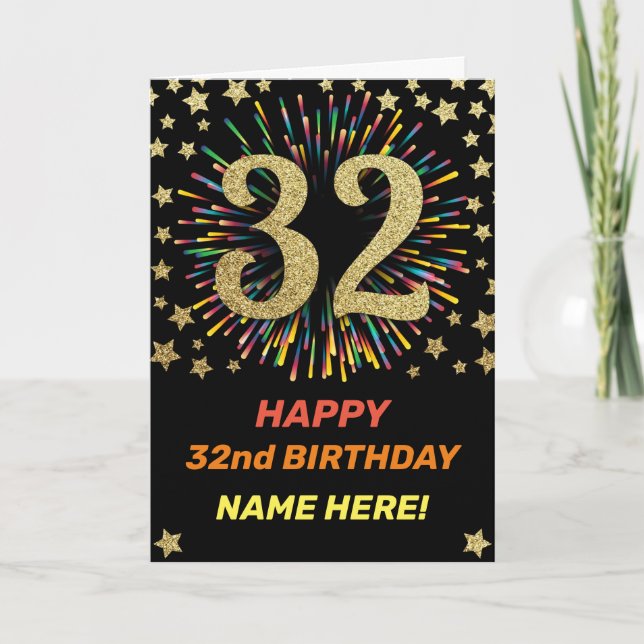 Carte Feu d'artifice du 32e anniversaire Rainbow Gold Fu (Devant)