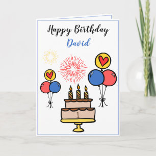 Carte Feu d'artifice simple blanc Grandson 1er anniversa