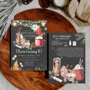 Carte Feu de joie d'anniversaire d'hiver Chocolat chau