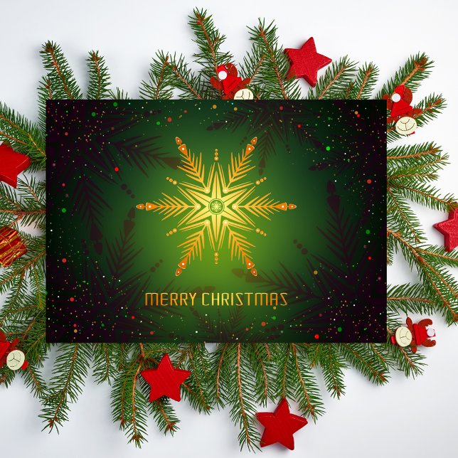Carte Feu de neige radiant - Élégant Noël vert (Créateur téléchargé)