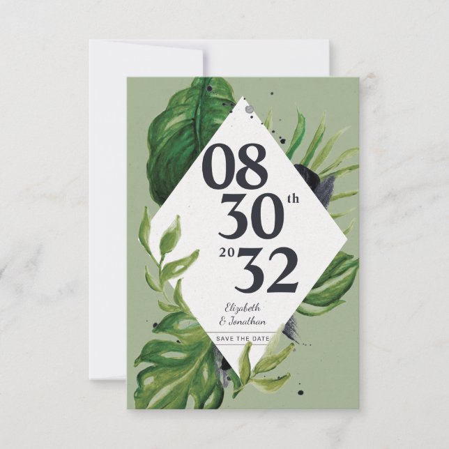 Carte Feuillage de jungle tropicale vert moderne enregis (Devant)