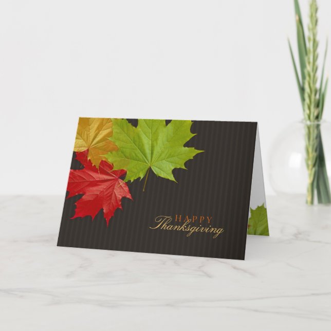 Carte Feuille bon thanksgiving colorée en érable (Devant)