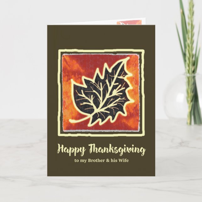Carte feuille d'automne Thanksgiving pour Brother  (Devant)