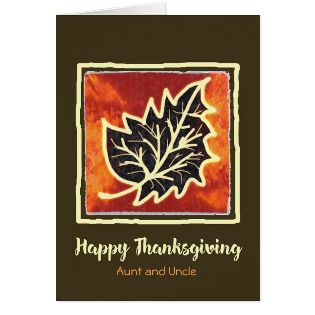 Carte feuille d'automne Thanksgiving pour tante &  (Devant)