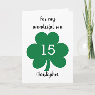 Carte Feuille de trèfle verte Saint Patrick 15e annivers