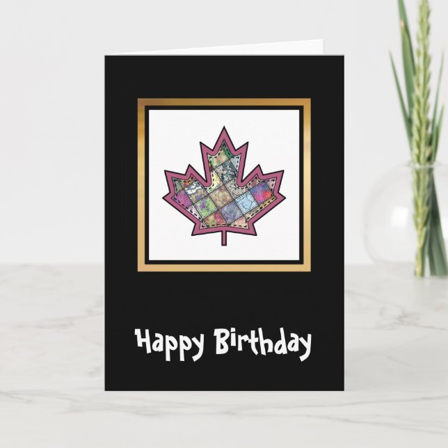 Carte Feuille d'érable piquée par patchwork 5 (Devant)