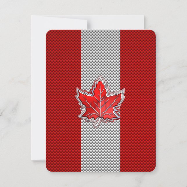 Carte Feuille d'érable rouge canadienne sur papier à fib (Devant)