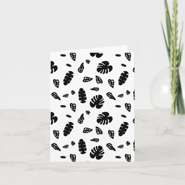 Carte Feuille d'été noir et blanc Tropical Motif (Devant)