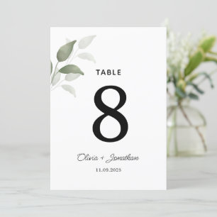 Carte Feuille Mariage  Aquarelle verte
