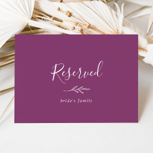 Carte Feuille minimale   Berry Purple signe réservé