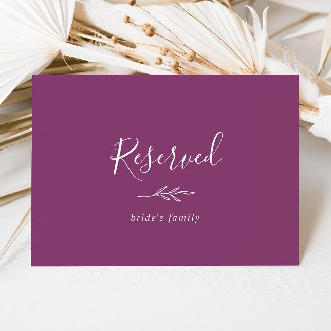 Carte Feuille minimale | Berry Purple signe réservé (Créateur téléchargé)