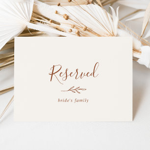 Carte Feuille minimale   Boho Cream Reservation Sign