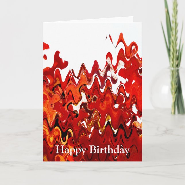 CARTE FEUILLE ROUGE VIBRANT ABSTRAIT (Devant)