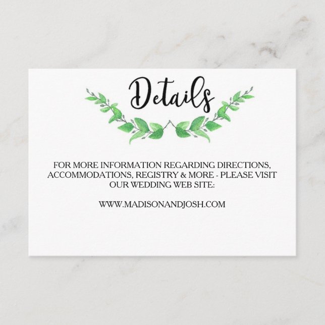 Carte Feuille verte (Devant)