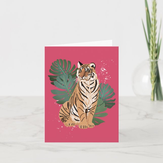 Carte Feuilles chinois du Nouvel An Tiger Monstera (Devant)