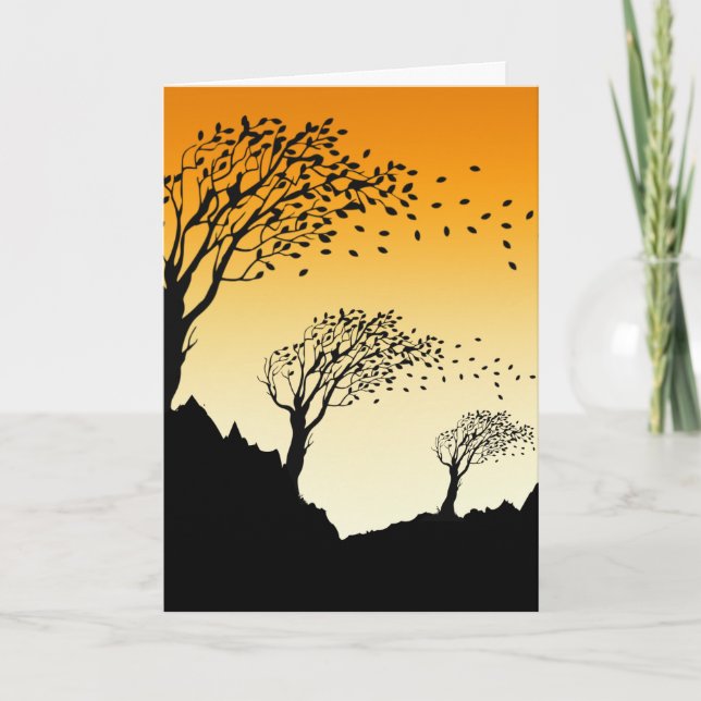 Carte Feuilles d'automne et poème sur le vent (Devant)