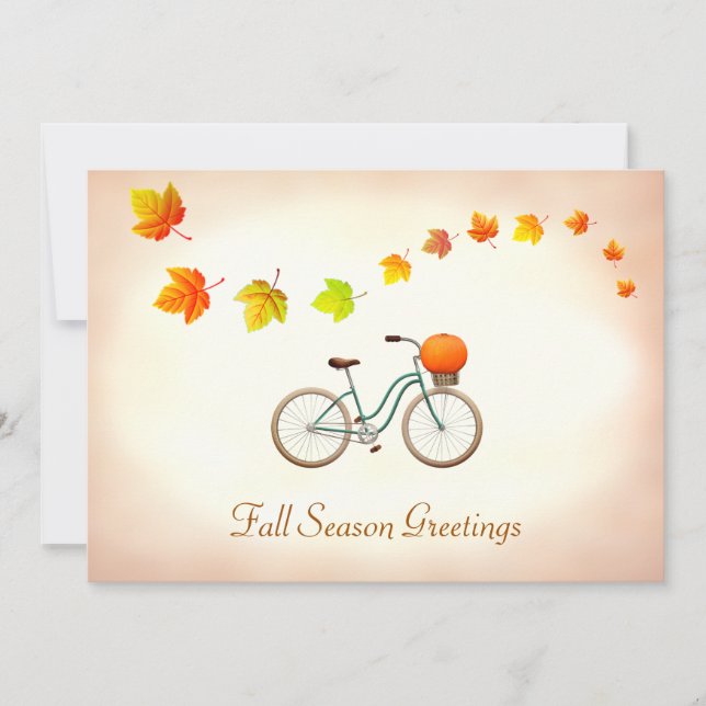 Carte Feuilles d'automne & Vélo avec salutations de citr (Devant)