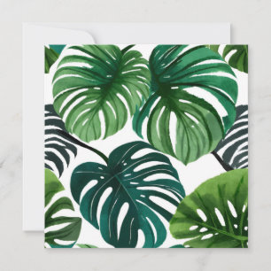 Carte Feuilles de Monstera   Aquarelle Moderne Simple