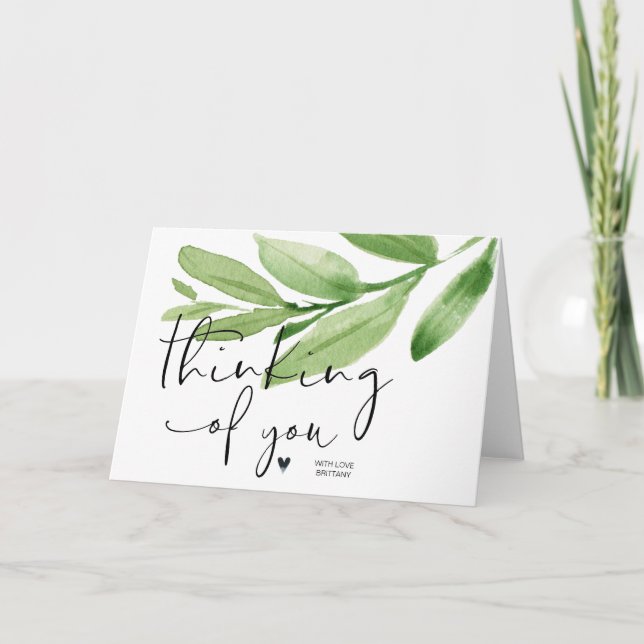 Carte Feuilles vertes pensée pour vous encouragement (Devant)