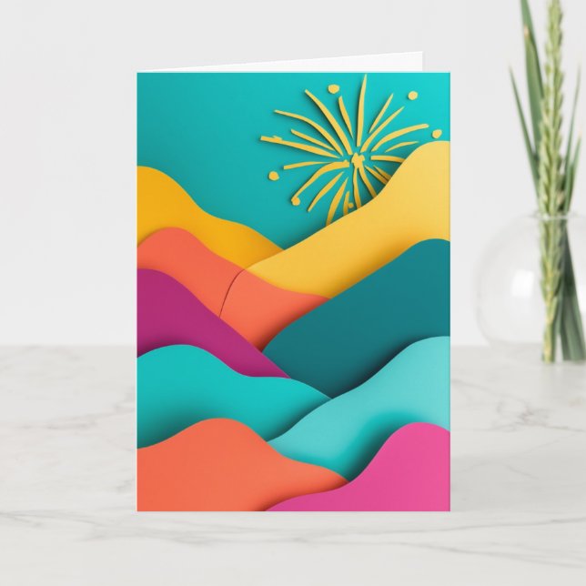 Carte Feux d'artifice au-dessus des sommets montagneux (Devant)