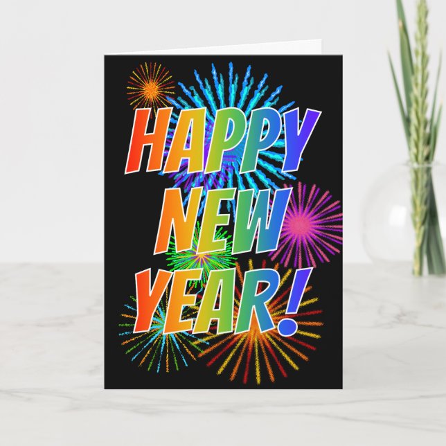 Carte Feux d'artifice + BONNE ANNÉE de spectre (Devant)