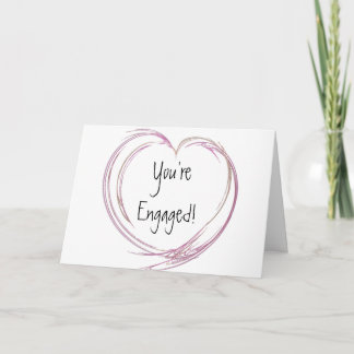 Carte Fiançailles abstrait rose de coeur