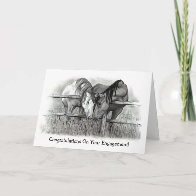 CARTE FIANÇAILLES CONGRATS : AMANTS DE CHEVAL (Devant)