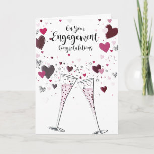 Carte fiançailles - Félicitations Bubbles Coeurs