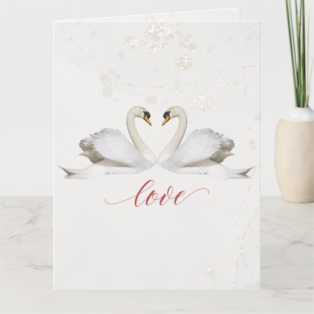 Carte Fiançailles Félicitations Cygnes Mariage élégant C (Devant)