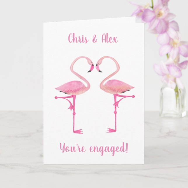 Carte fiançailles flamants roses (Orchidée)