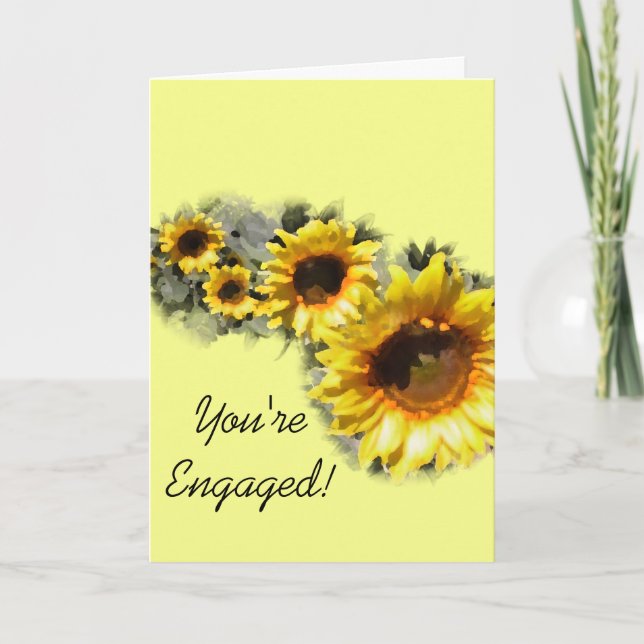 Carte Fiançailles Mariage Rangée de Tournesols (Devant)