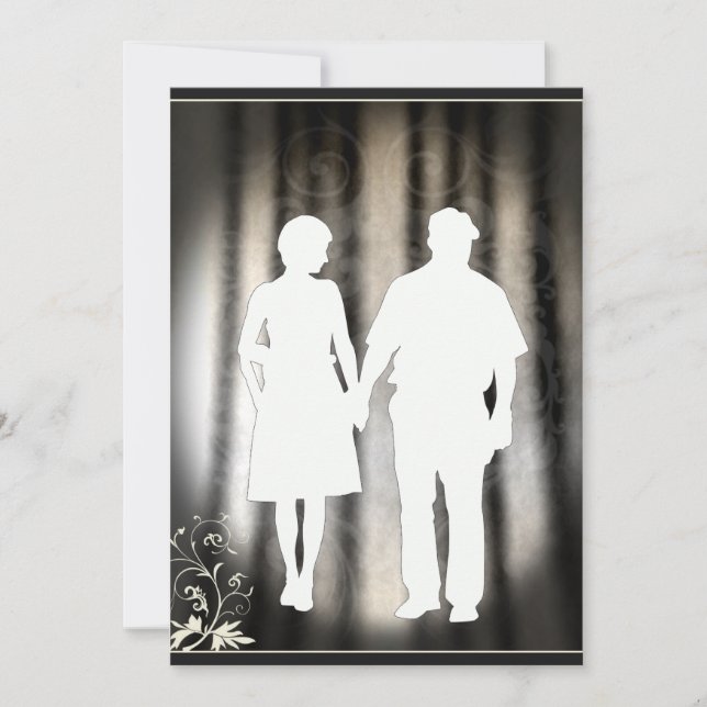 Carte fiançailles ou mariage de la silhouette du c (Devant)