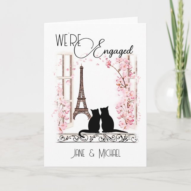 Carte Fiançailles personnalisée avec les chats Par (Devant)