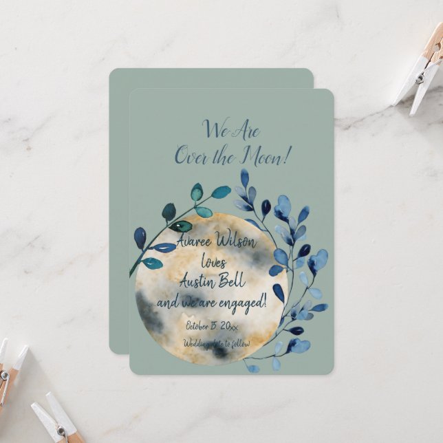 Carte fiançailles sur la lune (Devant/Arrière en situation)