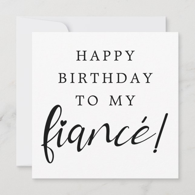 Carte fiance coeur romantique police moderne heureux ann (Devant)