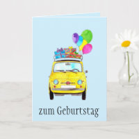 Carte Fiat 500 rétro allemande Anniversaire