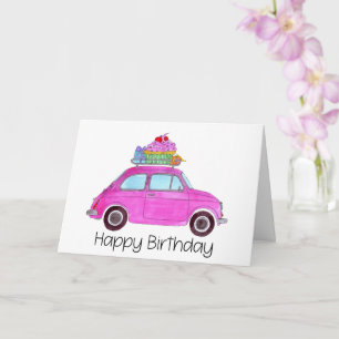Carte Fiat 500 rose Retro