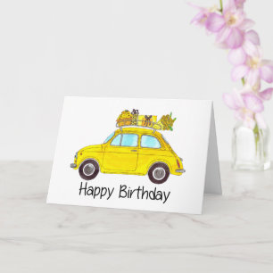 Carte Fiat rétro jaune 500 Anniversaire