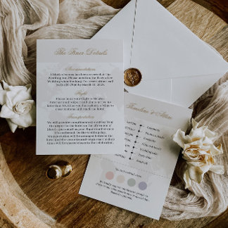 Carte Fiche de détails du Mariage de voyage avec l'intég