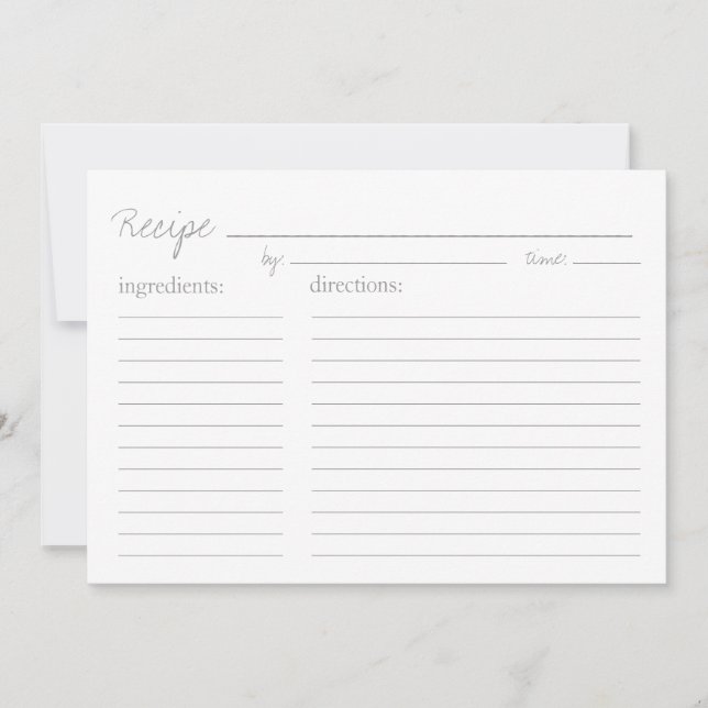 Carte Fiche de recette | Style de recette - 5x7 (Devant)