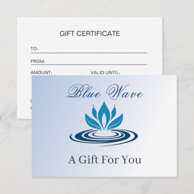 Carte Fiche d'eau Certificat cadeau d'affaires (Devant / Derrière)