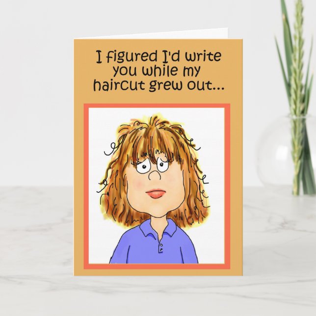 Carte Fiche papier amusant ami Humour coupe-cheveux (Devant)