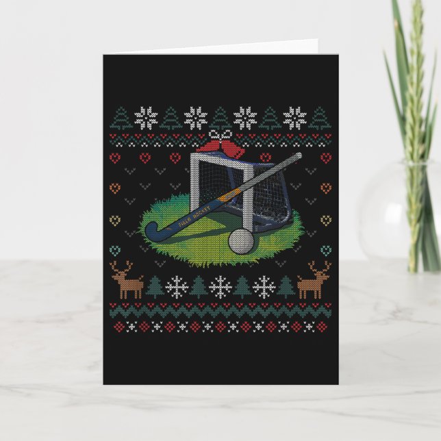 Carte Field Hockey Ugly Christmas Sweater Ll Sports Play (Devant)