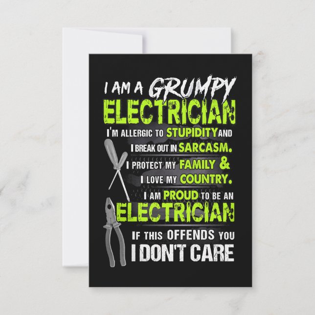 Carte Fier d'être un électricien (Devant)