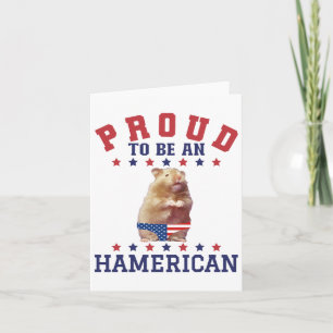 Carte Fière Haméricaine 4 juillet Patriotique Hamster Am
