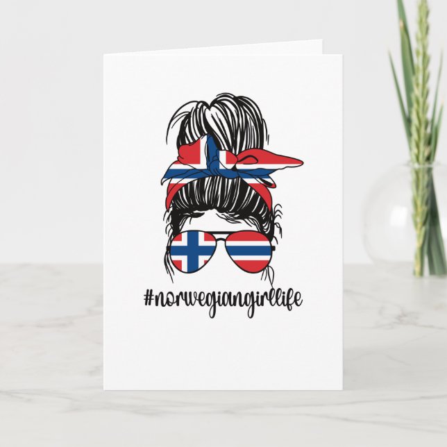 Carte Fière Norvégienne fille Norvège Drapeau Racines No (Devant)