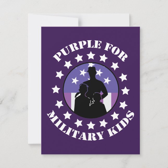 Carte Fière Violet Pour Les Enfants Militaires Version F (Devant)