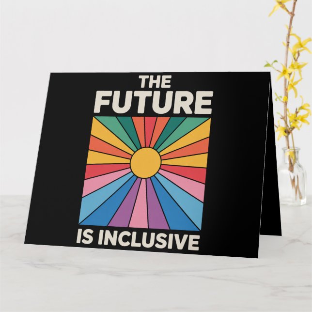 Carte Fierté Arc-en-ciel L'avenir est inclusif LGBTQ  (Fleur jaune)