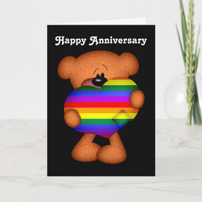 Carte Fierté Coeur Teddy Ours Joyeux Anniversaire (Devant)